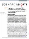 Tryptophan hydroxylase (TRH) loss of function mutations induce growth and behavioral defects in Daphnia magna.pdf.jpg
